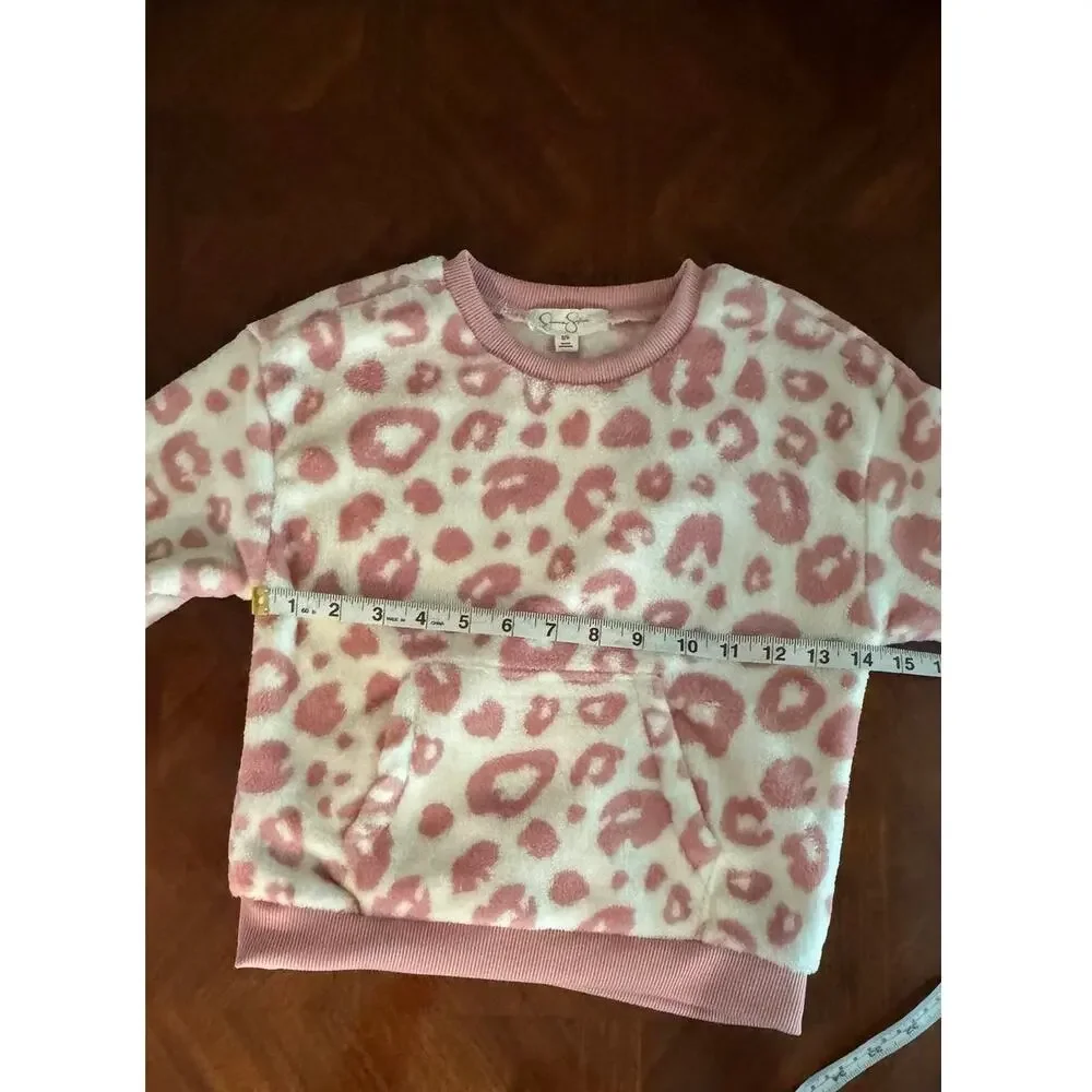 Jessica Simpson Girls Pullover Pink and White Leopard Print -Size 5/6